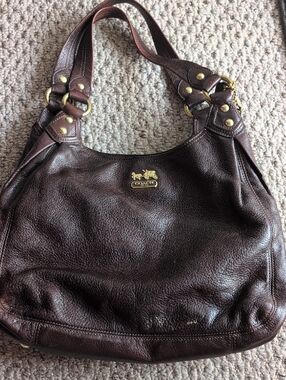 Coach Brown Pebbled Leather Shoulder Bag